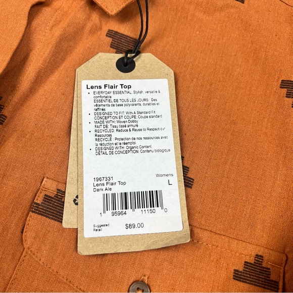 Prana NEW Lens flair top in Dark ale southwestern style top SZ L - Picture 6 of 7